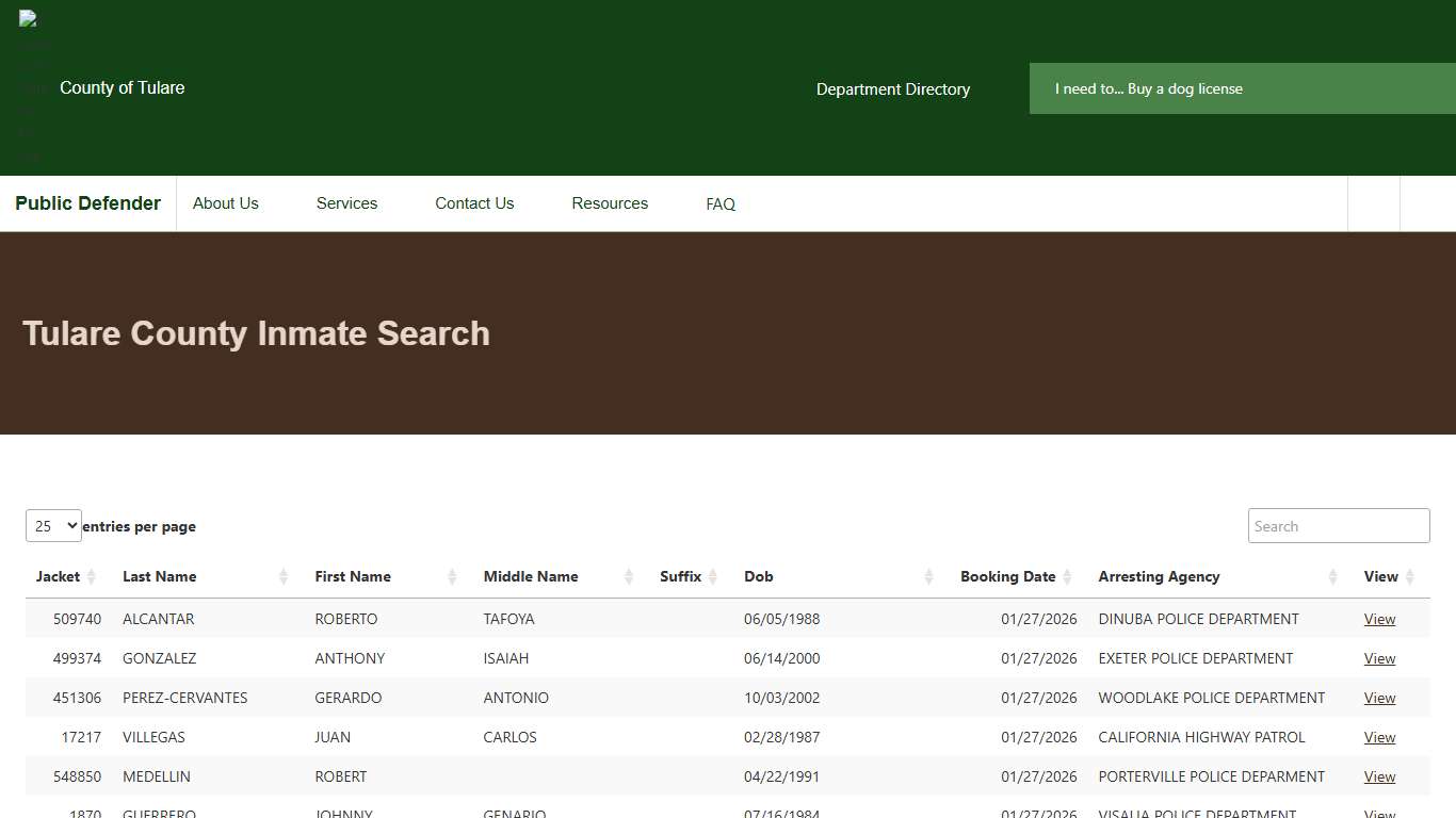 Tulare County Inmate Search Public Defender